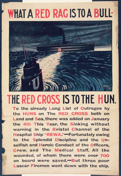 "Vad en röd trasa är för en tjur, är Röda Korset för Hunnen", WWI-affisch av David Wilson