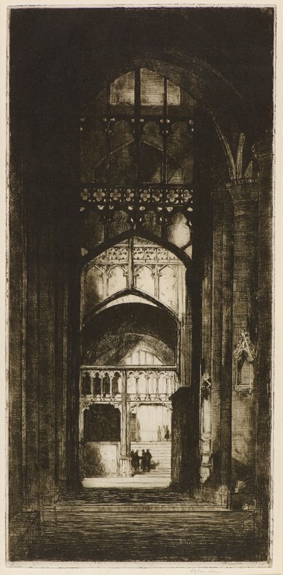 Gloucester Cathedral Interiör (etsning) av David Young Cameron