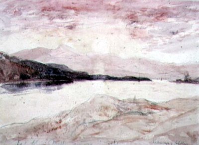 Loch Aline, Argyllshire: Utsikt från norr med ön Mull (wc på papper) av David Young Cameron