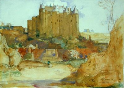 Luynes på Loire (akvarell över penna på papper) av David Young Cameron