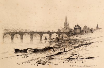 Perth Bridge (etsning) av David Young Cameron