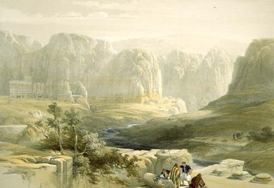 Petra ser söderut, 9 mars 1839, skylt 106 från volym III av Det heliga landet, graverad av puben Louis Haghe (1806-85). 1849 av David after Roberts