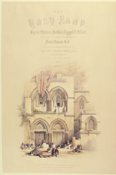 Titelsida från volym I av Det heliga landet, graverad av Louis Haghe (1806-85) publicerad i London, 1842 av David after Roberts
