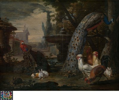 Djur i en trädgård av David de Coninck