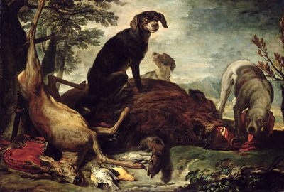 Dogs with Slain Wild Boar and Deer,  av David de Coninck