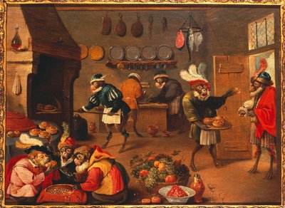 Apen lagar mat av David the Younger Tenier