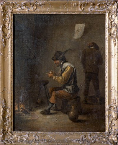Bönder i en interiör (olja på duk) av David Teniers the Younger