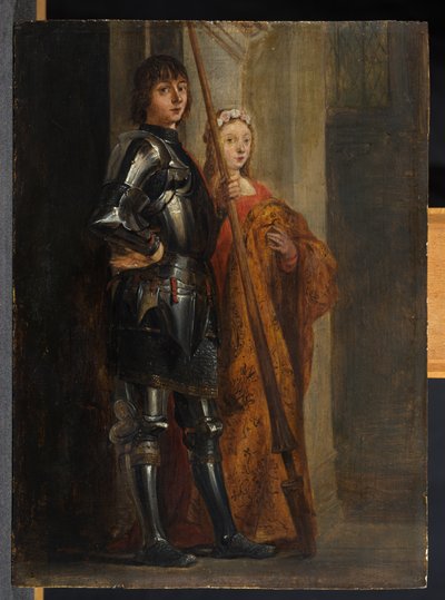 Saints George och Cecilia, efter Antonello da Messina av David Teniers the Younger