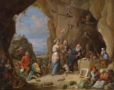Sankt Antonius frestelse (olja på koppar) av David the Younger Teniers