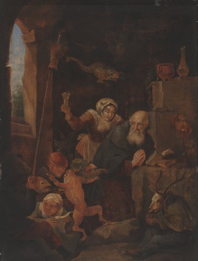 Temptation of St. Anthony (olja på panel) av David Teniers the Younger
