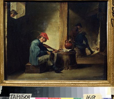 En musiker (A Musician). Målning av David Teniers den yngre (1610-1690). Olja på trä, 26,3 x 37,8 cm. Flamländsk konst, barockstil. Regionalt konstgalleri, Tambov (Ryssland). av David Teniers the Younger