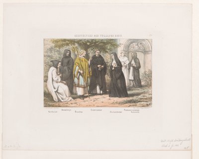 Dräkter av prästerskapet i det tolfte århundradet Clerics of the Twelfth Century (titel på objekt) av David van der Kellen