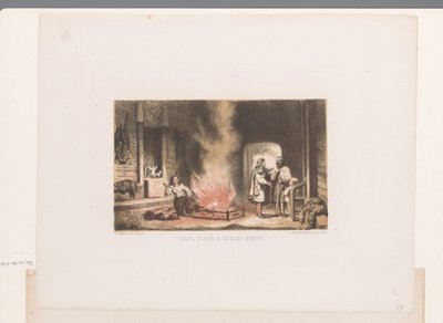 Interiör av en saxisk gård Hall of a Saxische Hoeve (titel på objekt) av David van der Kellen