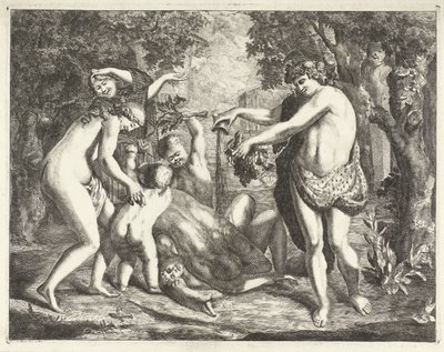 Landskap med Bacchanal, med Bacchus av David van der Plas