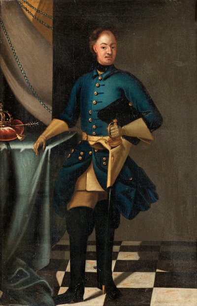 Porträtt av kung Karl XII av Sverige (1682-1718) - Målning av David von Krafft (1655-1724), olja på duk, ca 1716, 46,5x30,5 cm - Porträtt av kung Karl XII av Sverige, Olja på duk av David von Krafft - Privat samling av David von Krafft