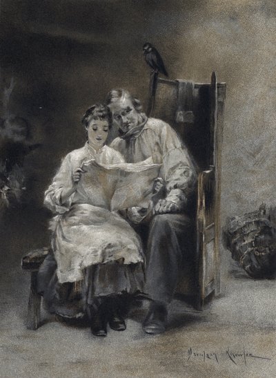 News of the Prodigal (färg litho) av Davidson Knowles