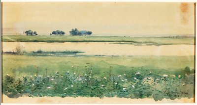 (Landskap med träskmarker) av De Lancey Gill