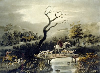Natt, Rävjakt, graverad av J.H. Clarke och F. Jeakes av Dean Snr. (after) Wolstenholme