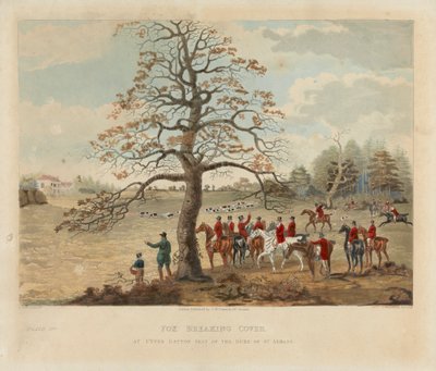 [Rävjakt] set om fyra: (2) Fox Breaking Cover / At Upper Gatton Seat of the Duke of St. Alban