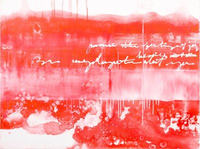 Röd abstrakt kalligrafi av Deb Chaney