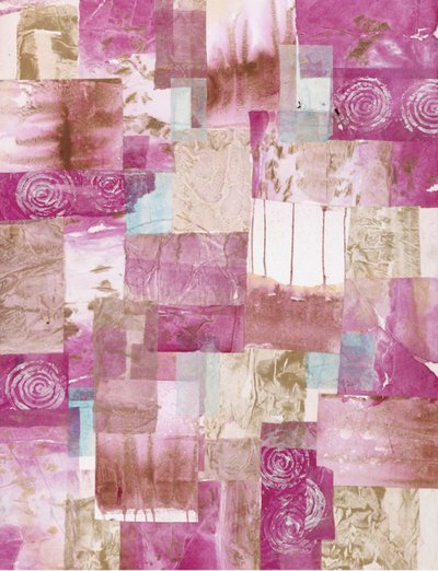 Strukturerad rosa collage av Deb Chaney