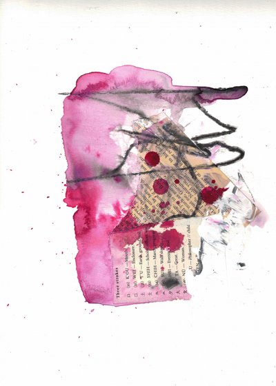 Livfullt abstrakt rosa collage av Deb Chaney