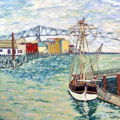 Astoria Boat, 2018 (akryl på duk) av Deborah Eve Alastra