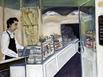 Bakery St. Germain, 2017 (akryl på duk) av Deborah Eve Alastra