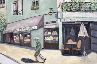 Cafe Corner, 2017 (akryl på duk) av Deborah Eve Alastra