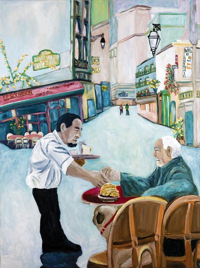 Cafe St. Germain, 2017 (akryl på duk) av Deborah Eve Alastra