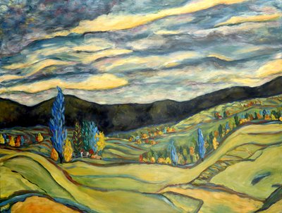 Fall Landscape, 2020 (akryl på duk) av Deborah Eve Alastra