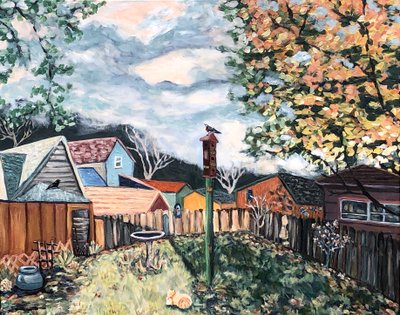 "Last Light of Fall" 2020, akryl på duk av Deborah Eve Alastra