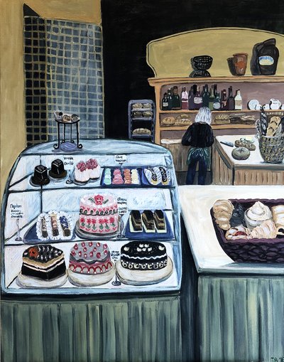 Patisserie, 2018 (akryl på duk) av Deborah Eve Alastra