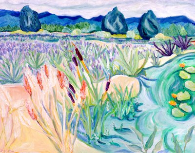 Sauvie Landscape, 2015 (akryl på duk) av Deborah Eve Alastra