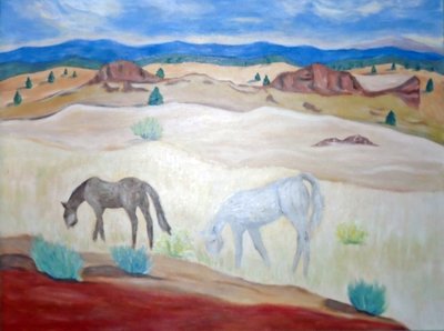 Wild Horses Warm Springs, 2011 (akryl på duk) av Deborah Eve Alastra