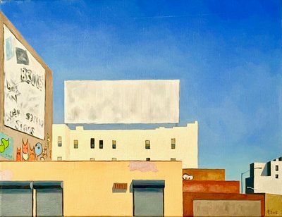 Billboard On Myrtle, 2012 (olja på duk) av Deborah Stevenson