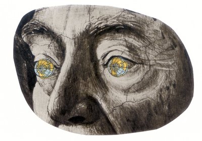 Globe eyes, 2016 (collage) av Deirdre Kelly