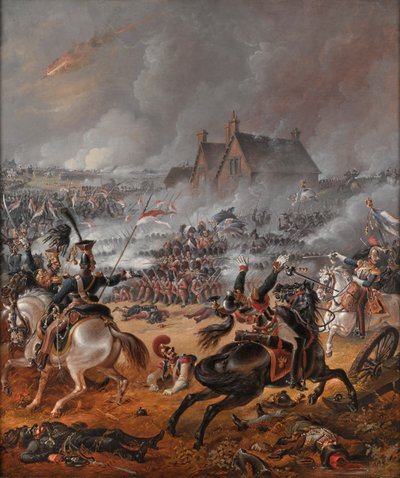 Slaget vid Waterloo (olja på duk) av Denis (follower of) Dighton