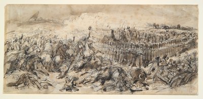 Battle Scene (Studie för The 2nd Light Cavalry som motstår arabernas angrepp) av Denis Auguste Marie Raffet