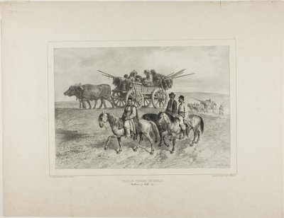 Familj med resande ungerska zigenare, Moldavien, 19 juli 1837 av Denis Auguste Marie Raffet