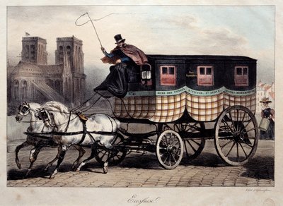 Parisisk transport: omnibus känd som "den skotska" litografi av Denis Auguste Raffet (1804-1860) 1800-talets Paris, Musee Carnavalet av Denis Auguste Marie Raffet
