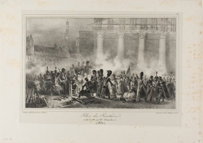 Place du Pantheon, natten mellan den 22 och 23 december 1830 av Denis Auguste Marie Raffet
