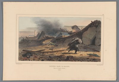 Ruiner, 1832 Ruiner i Bagne (titel på objekt) Teckningar gjorda av livet vid belägringen av Citadellet i Antwerpen av Raffet (serietitel på objekt) av Denis Auguste Marie Raffet