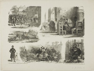 Blad med skisser av Denis Auguste Marie Raffet