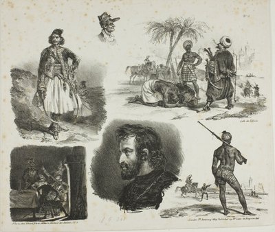 Blad med skisser av Denis-Auguste-Marie Raffet