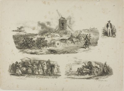 Blad med skisser av Denis Auguste Marie Raffet