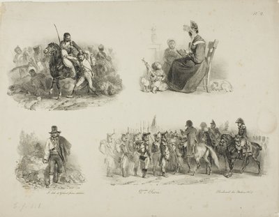 Blad med skisser av Denis Auguste Marie Raffet