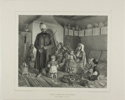 Tartarfamiljen i deras hem, Kapskhor, Krim, 21 oktober 1837 av Denis Auguste Marie Raffet