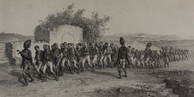 Turkiska rekryter nära Smyrna, 10 november 1837 av Denis Auguste Marie Raffet