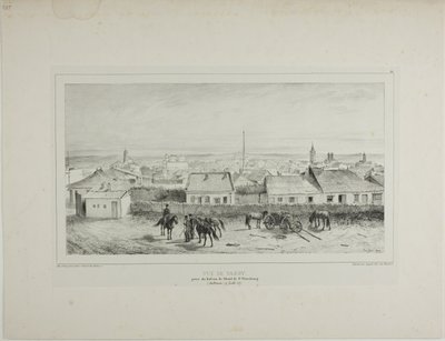 Vy över Yassy tagen från balkongen på St Petersburg Hotel, Moldavien, 19 juli 1837 av Denis Auguste Marie Raffet